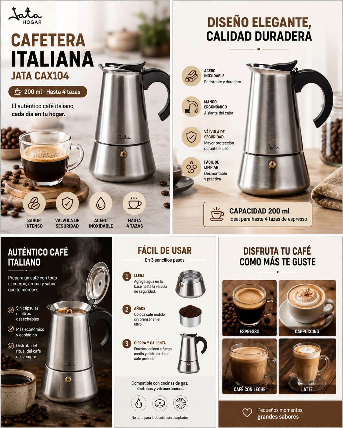 ☕ Cafetera Italiana Jata CAX104 | Café Tradicional con Aroma Intenso