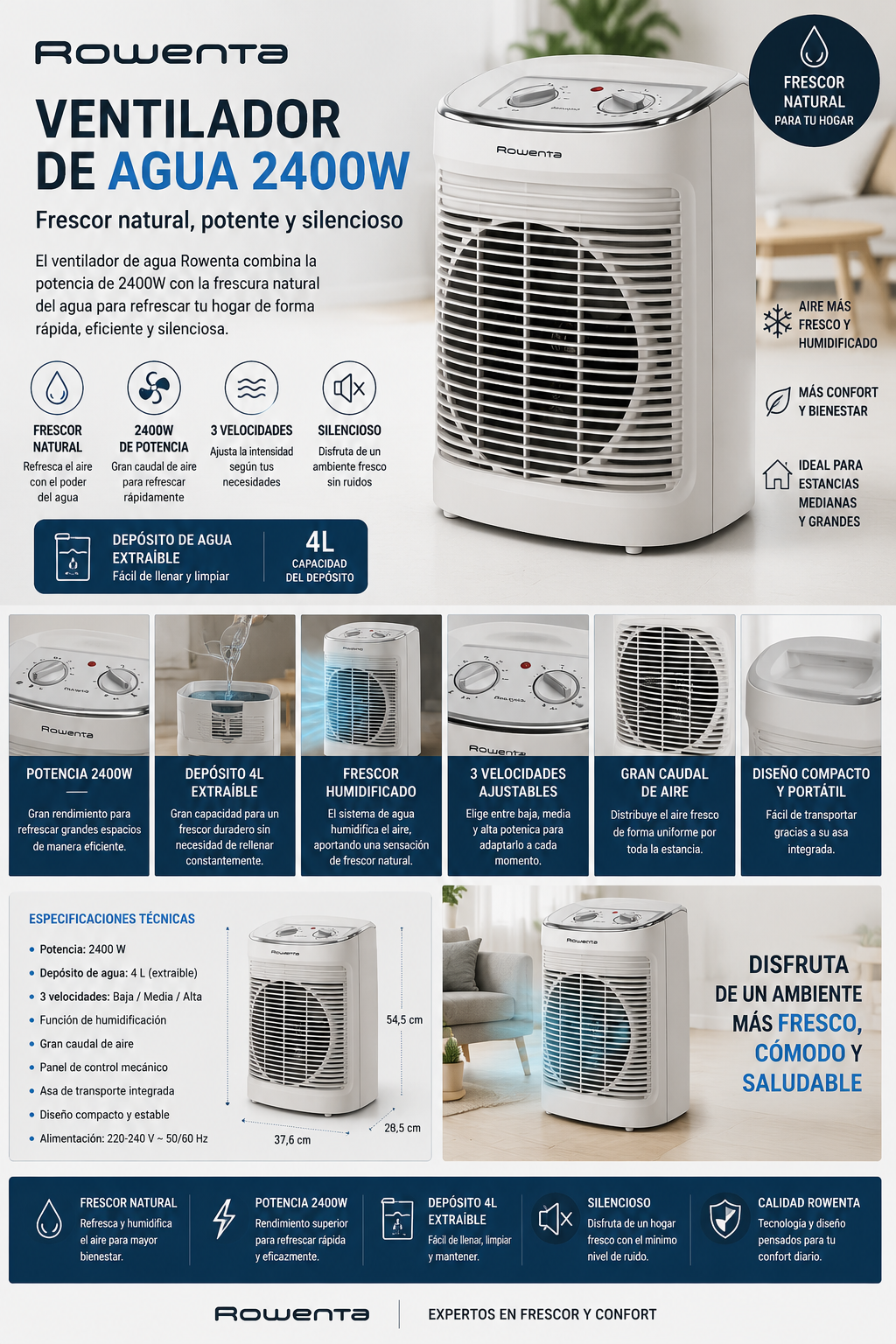 ❄️ Climatizador Rowenta 2400 W | Frescor Natural para tu Hogar